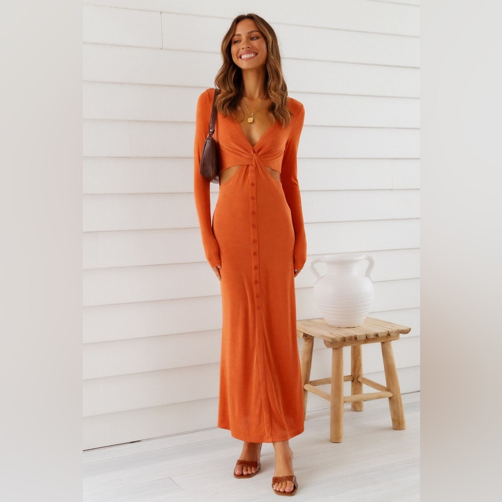 NWT Hello Molly Long Sleeve Orange Dress